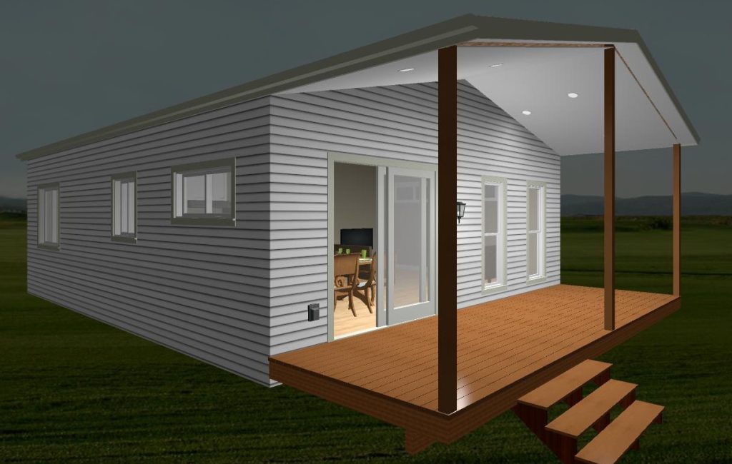 12.4m x 6.6m One Bedroom Jasmine 3D Elevation – Direct Portable Buildings