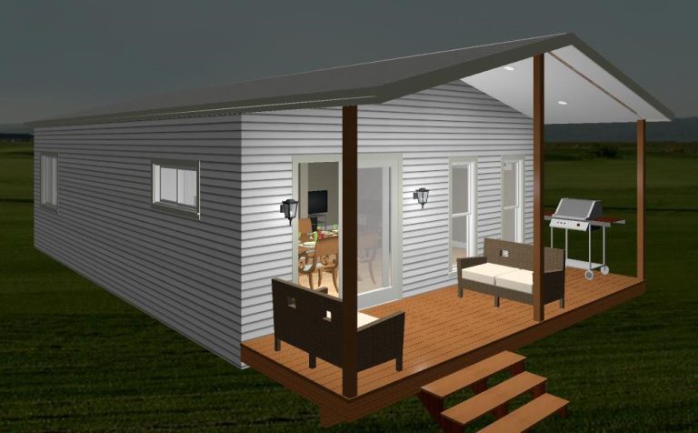 12.4m x 6.6m Two Bedroom 3D Elevation – Direct Portable Buildings