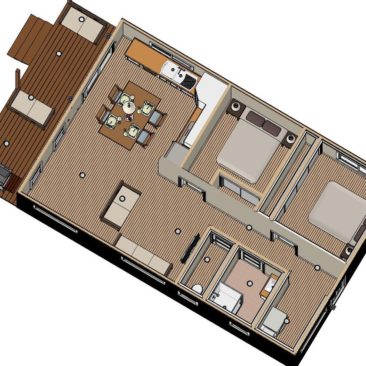 12.4m x 6.6m Two Bedroom Orchid Doll House View
