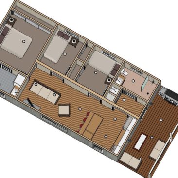 13.225m x 5.7m Three Bedroom Floor Plan Doll House
