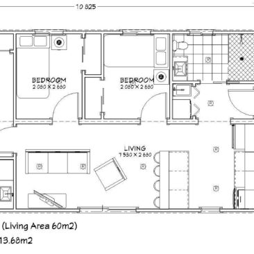 13.225m x 5.7m Zinnia Three Bedroom Floor Plan