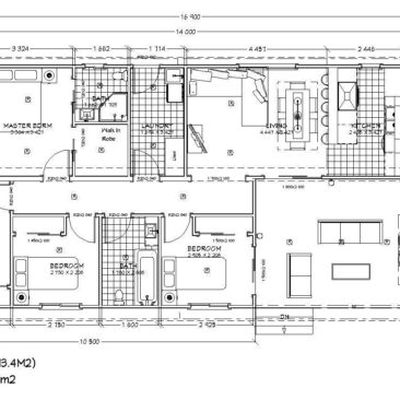 16.9m x 7.7m Design Floor Plan