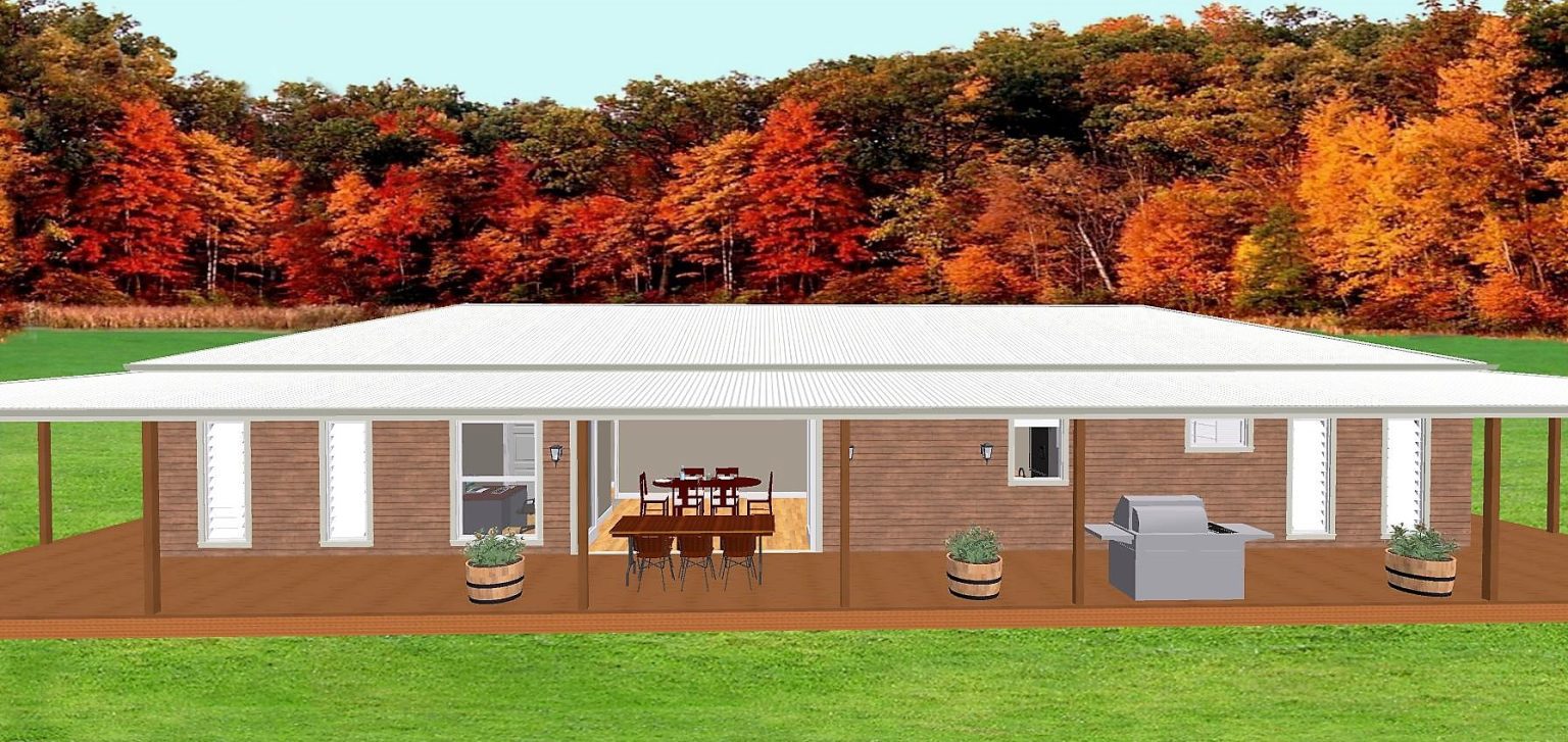 20m x 8.5m Homestead Five Bedroom 3D Elevation – Direct Portable Buildings