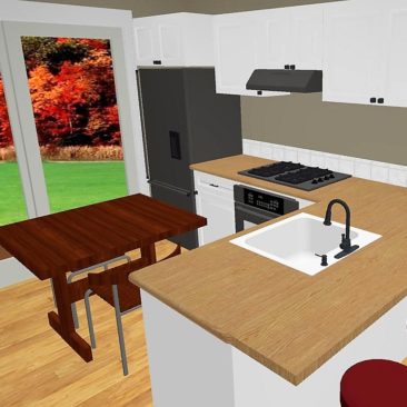 8.0m x 6.0m Two Bedroom Unit 3D Kitchen